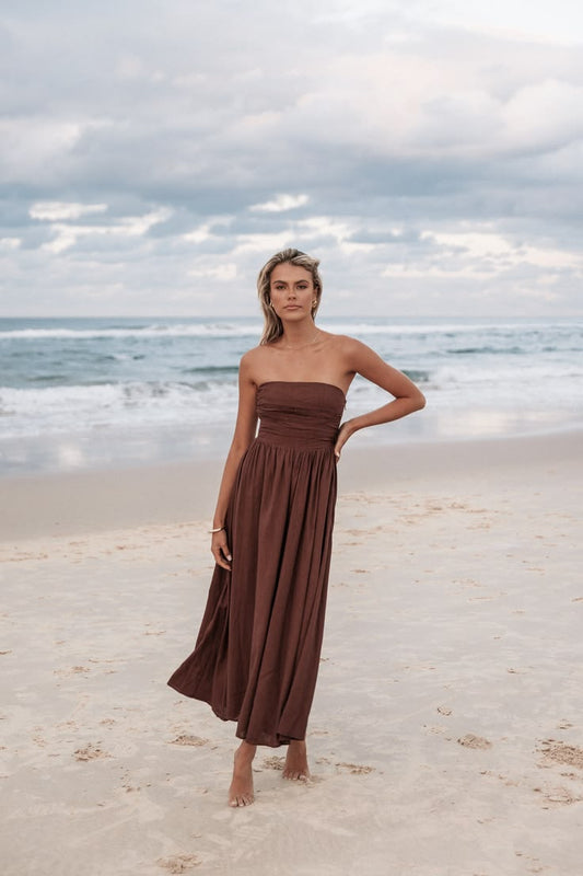 Kayt Strapless Dress Chocolate Brown