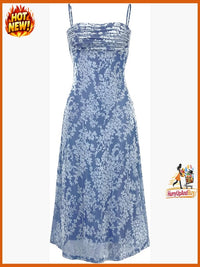 Sleeveless Spaghetti Strap Midi Dress Cowl Neck Floral Cocktail Party