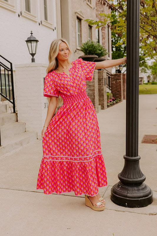 Santorini Bliss Maxi Dress In Pink
