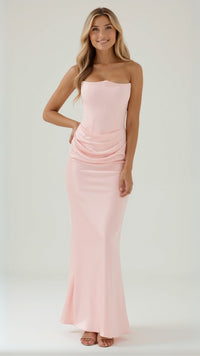 Bella | Womens Wedding Guest Column Maxi Dress Pink
