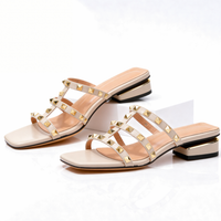 Oriana - Studded Leather Mule with Square Toe