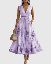 Rowella | Elegant Pleated Maxi Dress Purple