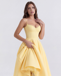Antonia – Satin Midi Dress with Tulle Skirt