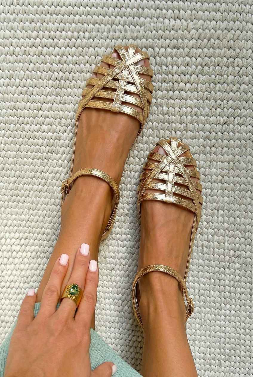 Greta – Closed-Toe Caged Ankle Strap Sandals