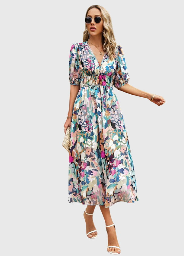 Merlin | Flattering Floral Midi Dress Floral