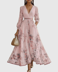 Rowella | Elegant Pleated Maxi Dress Pink