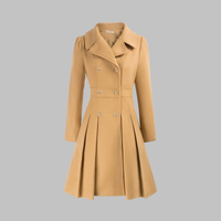 Dami - Classy Double Button Long Sleeve Coat Khaki