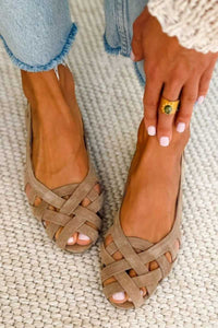 Renata – Woven Open-Toe Cross-Strap Sandals