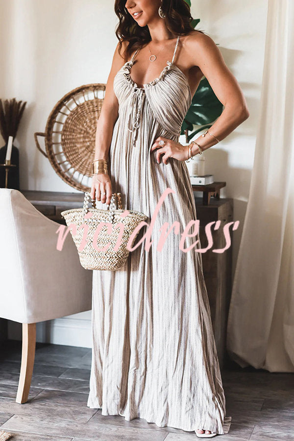 Deep Sea Printed Halter Back Tie-up Light Weight Maxi Dress