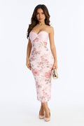 Zaria Floral Sequin Midi Dress Pink Fashion Nova