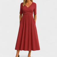 Ida | Elegant Midi Dress Red