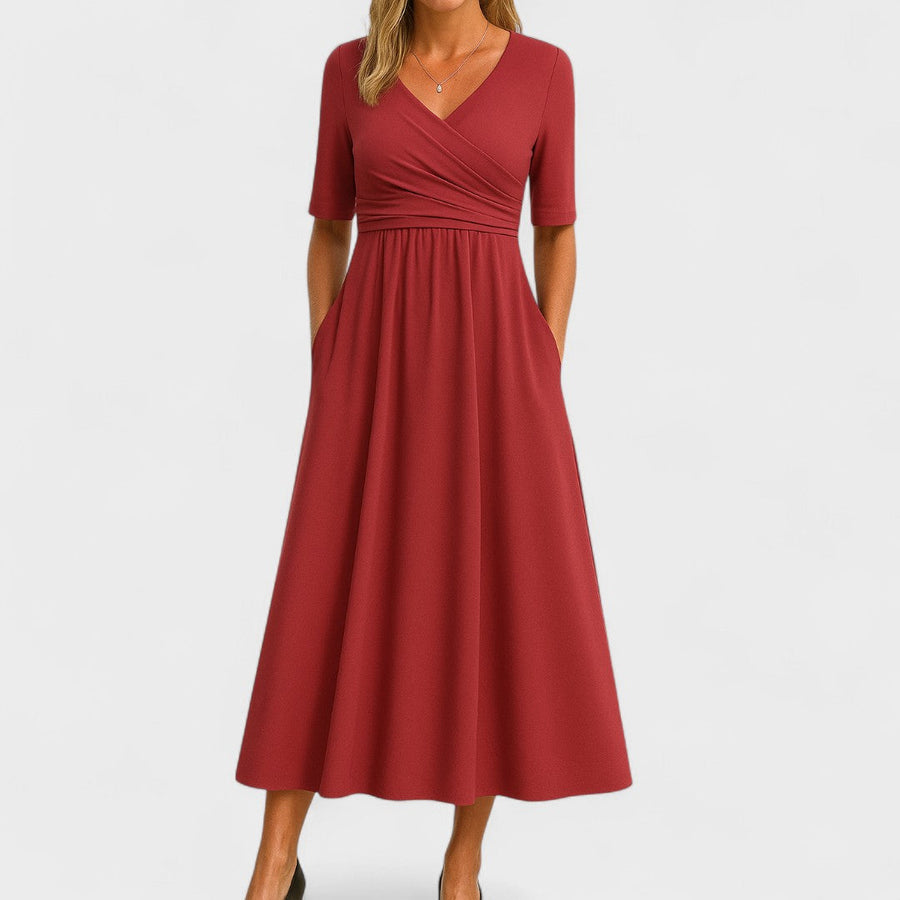 Ida | Elegant Midi Dress Red