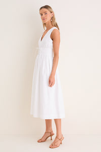 White Marylin Lace-Up Midi Dress