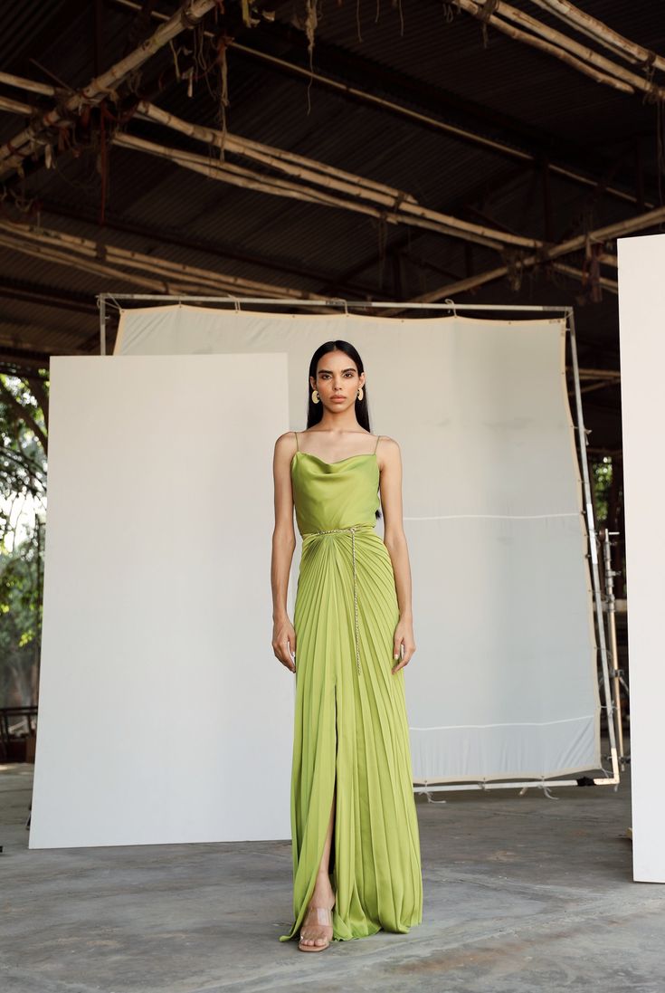 CITRUS PLEATED GOWN