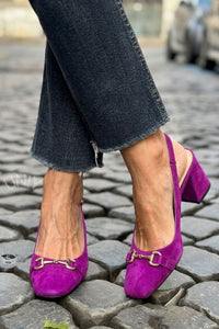 Ingrid – Suede Slingback Block Heels