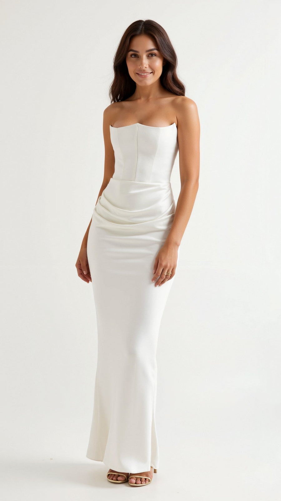 Bella | Womens Wedding Guest Column Maxi Dress White