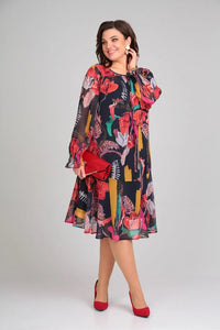 Aria – Modern Floral Midi Dress