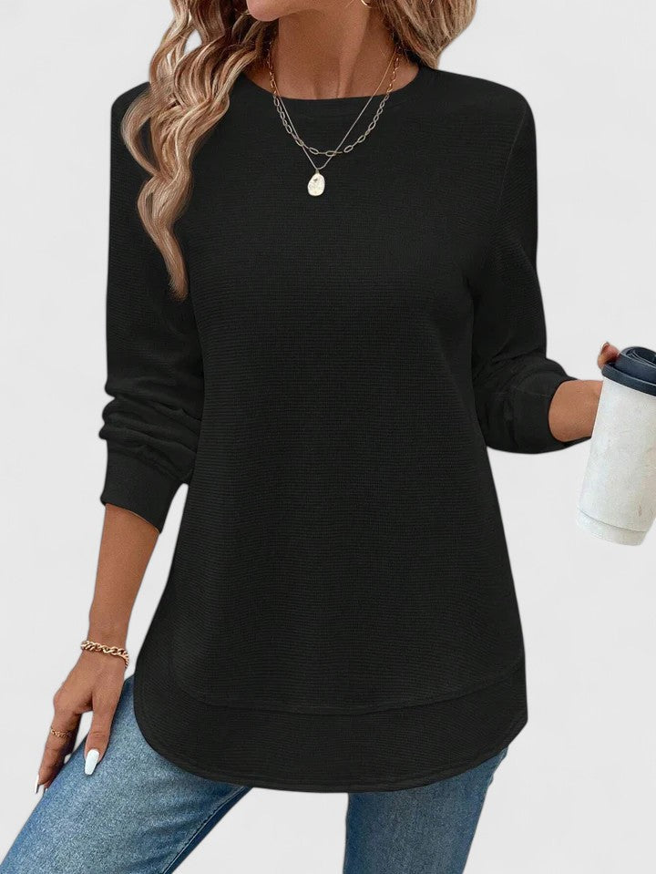 Nadyalyn | Elegant O-Neck Long Sleeve Black