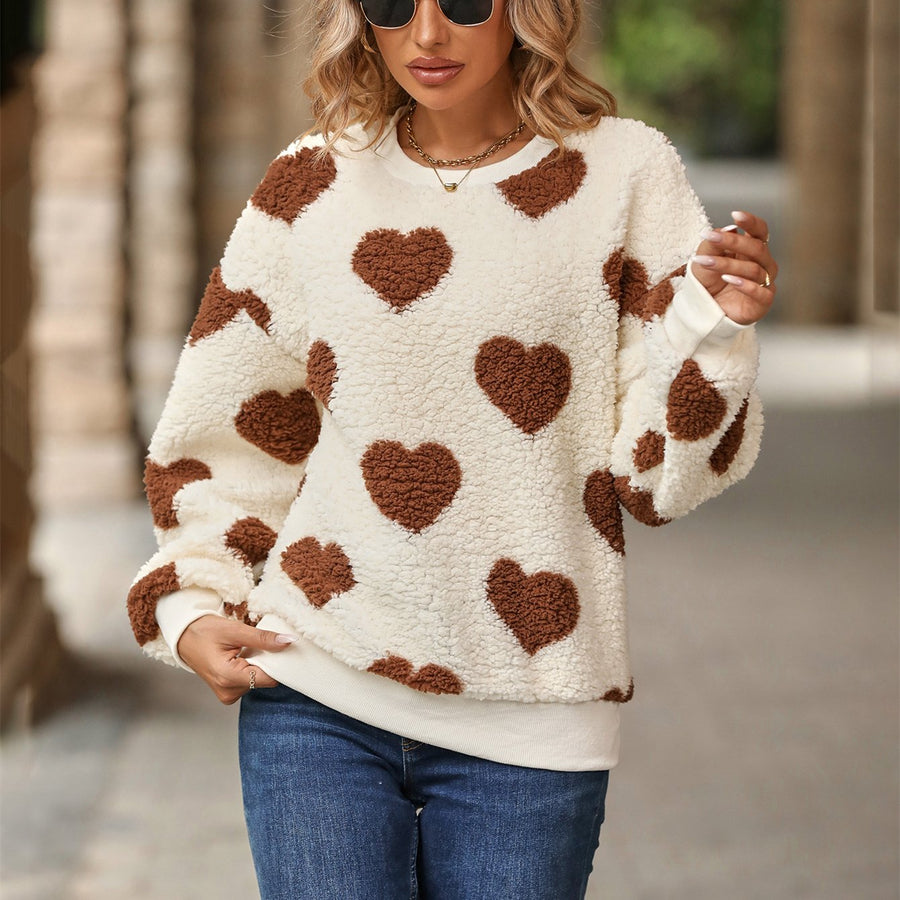 Ilse Heart-Motif Fleece Sweater