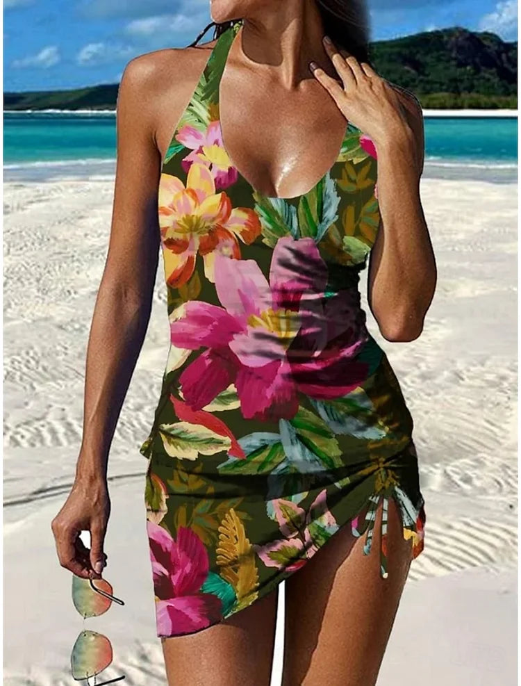 Elizabeth – Floral Graphic Tankini with Shorts & Tummy-Flattening Effect