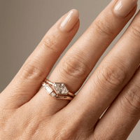 GEOMETRIC DIAMOND GOLD RING SET