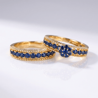 BLUE SAPPHIRE GOLD STACKING BAND SET