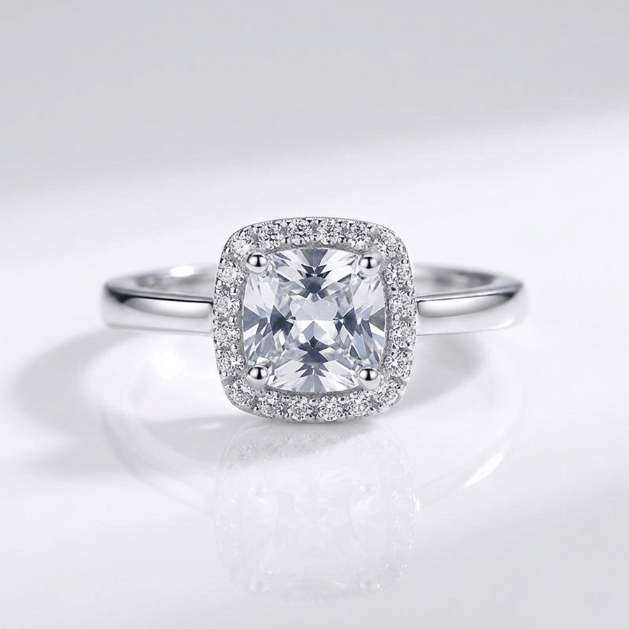 ZIRCONIA SILVER HALO RING