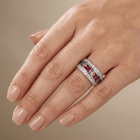 SILVER RAINBOW GEMSTONE BAND RING