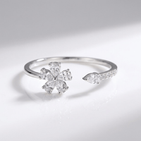 SILVER ZIRCONIA FLOWER - (ADJUSTABLE)
