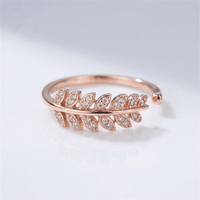 SILVER FEATHER ZIRCONIA RING - (ADJUSTABLE)