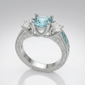 SILVER GEMSTONE OVAL HALO RING