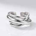 SILVER STACKED ZIRCONIA RING - (ADJUSTABLE)