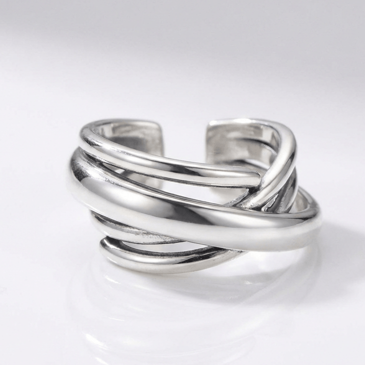 SILVER STACKED ZIRCONIA RING - (ADJUSTABLE)