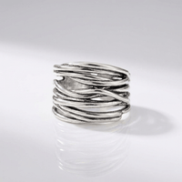 SILVER STACKED ZIRCONIA RING - (ADJUSTABLE)