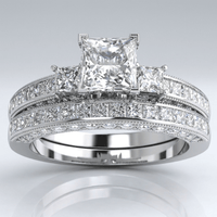 SILVER SQUARE DIAMOND PAVE RING