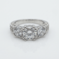 SILVER ROUND ZIRCONIA HALO RING