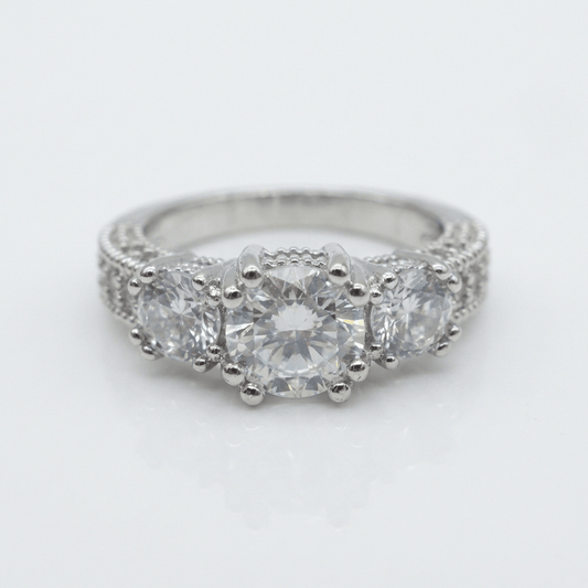 SILVER ROUND ZIRCONIA HALO RING