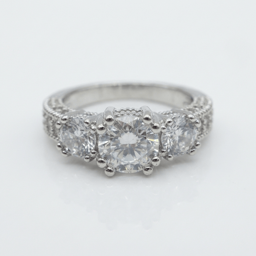 SILVER ROUND ZIRCONIA HALO RING