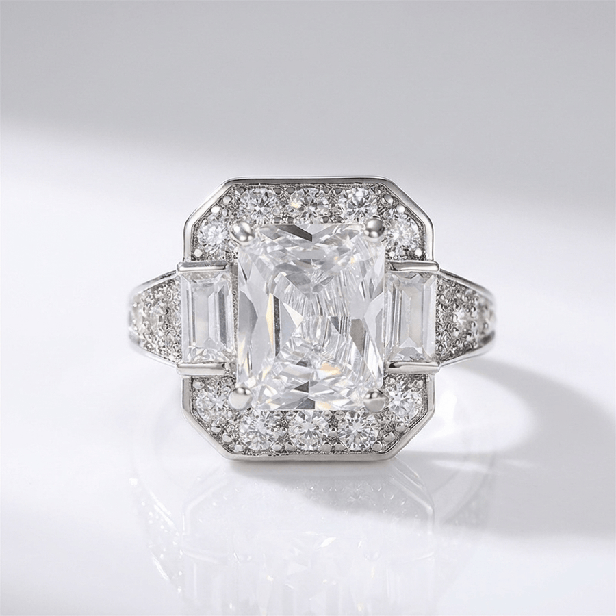 SILVER RECTANGULAR ZIRCONIA RING