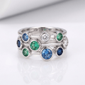 SILVER COLORFUL GEMSTONE RING