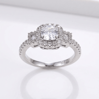 SILVER CUSHION DIAMOND HALO RING