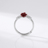 SILVER ROSE DIAMOND RING - (ADJUSTABLE)