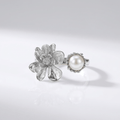 SILVER PEARL BEADED RING