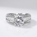 SILVER ROUND DIAMOND PAVE BAND RING
