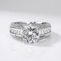 SILVER ROUND DIAMOND PAVE BAND RING