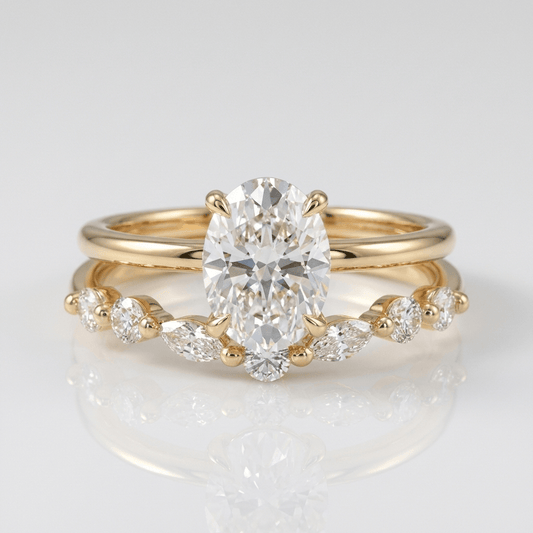 GOLD OVAL DIAMOND MARQUISE BAND SET