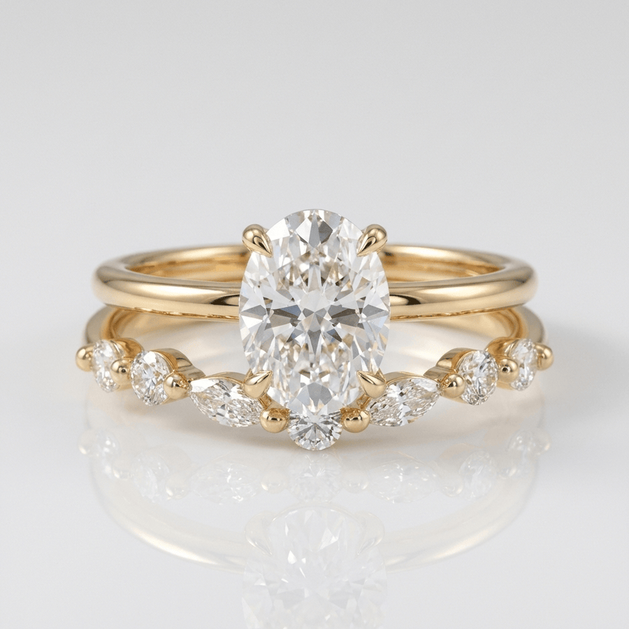 GOLD OVAL DIAMOND MARQUISE BAND SET