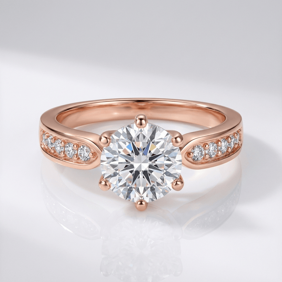 ROSE GOLD ROUND DIAMOND PAVE RING - (ADJUSTABLE)