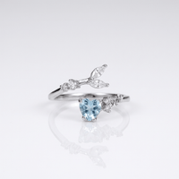 SILVER BLUE TOPAZ SOLITAIRE RING - (ADJUSTABLE)