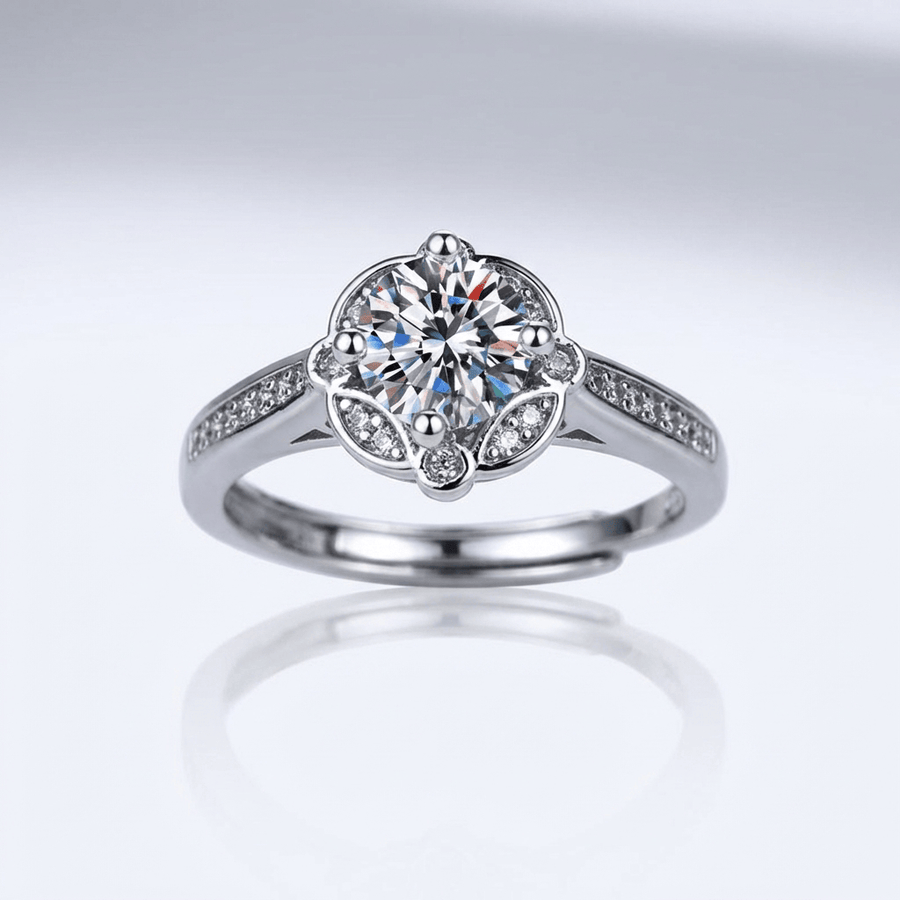 SILVER DIAMOND BLOOM RING - (ADJUSTABLE)
